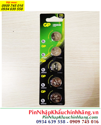 COMBO mua 01vỉ=5viên Pin đồng xu GP CR2032 DL2032 Lithium 3v chính hãng _Giá chỉ 49.000đ/ vỉ 5viên